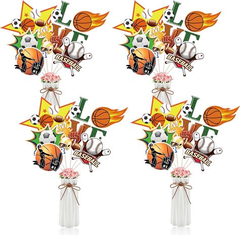 Amazon.com: Sports Theme Party Supplies, 24PCS Centerpieces Decorations ...