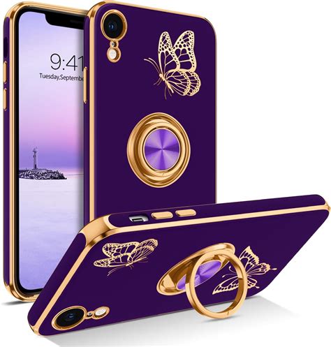 Bentoben For Iphone Xr Case Phone Case Iphone Xr Slim Fit Gold Butterfly Design