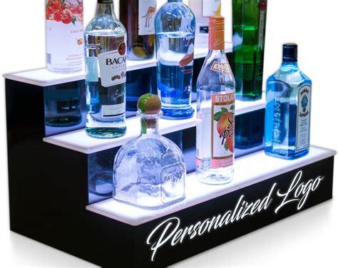 LED Shelf Liquor Bottle Display 2 Tier BLACK Liquor Bottle Display