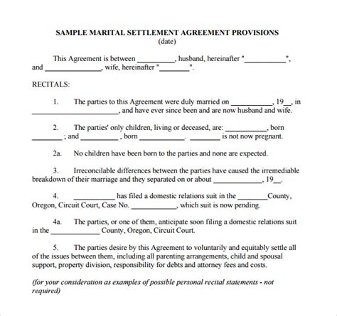 FREE 9 Sample Separation Agreement Templates In PDF MS Word Google