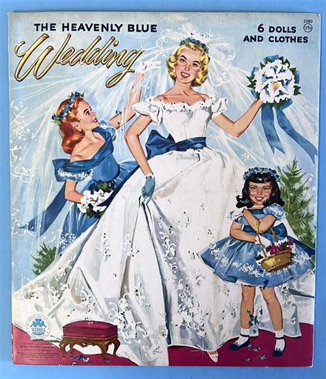 Vintage The Heavenly Blue Wedding Paper Dolls Merrill 2580 1955 Uncut