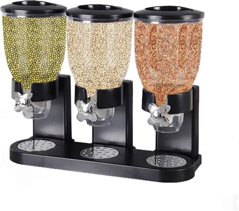 Yiqao Triple Canister Cereal Dispenser Countertop Easy To