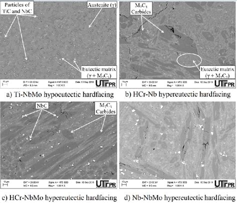 Microstructure Of Hypoeutectic Hardfacing A Ti NbMo And Hypereutectic