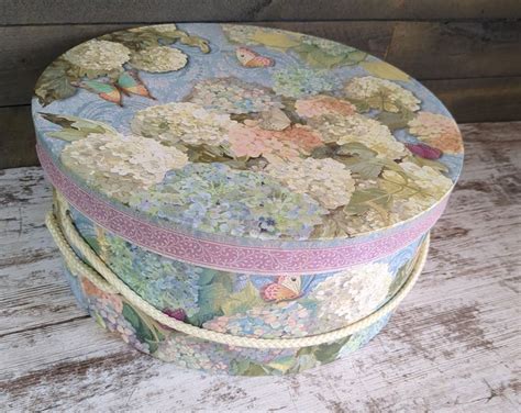 Soft Pastel Floral Design With Butterflies Adorn This Victorian Hatbox