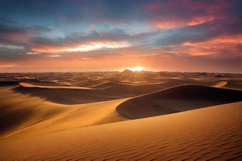 Premium Photo Beautiful Sunset Sky In Evening In Wild Desert Dunes