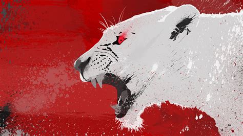 Fondos De Pantalla Ilustración Animales Rojo León Ojos Rojos