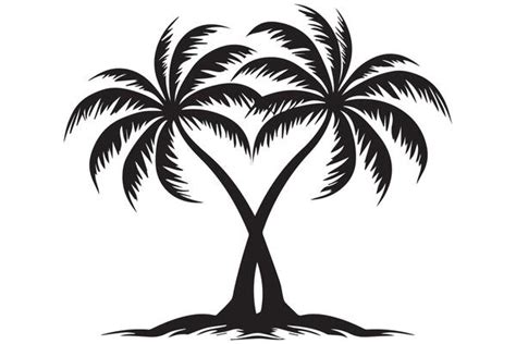 Coconut Tree Black And White Vector Art Icons And Graphics For Free