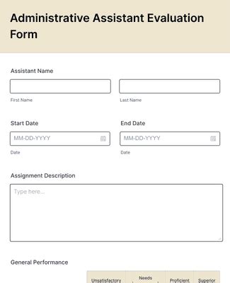 Administrative Assistant Evaluation Form Template Jotform