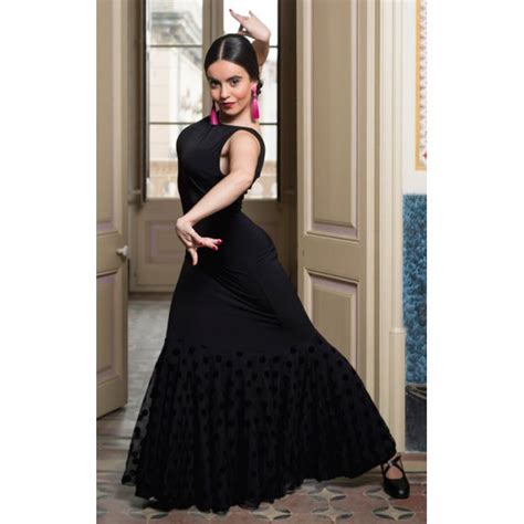 Vendres Black Flamenco Dress With Polka Dots