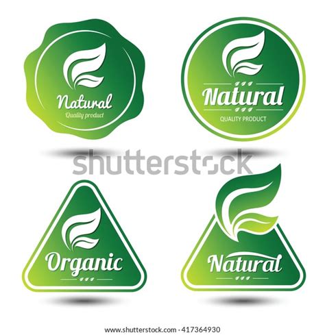 Set Eco Labels Badgesemblem Leaves Vector Stock Vector Royalty Free