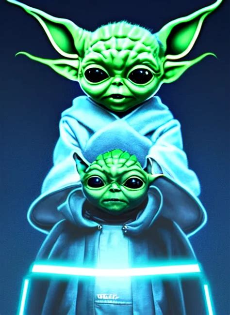 Symmetry Portrait Of Baby Yoda Sci Fi Tech Wear Stable