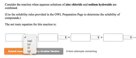 Solved Consider The Reaction When Aqueous Solutions Of Zinc