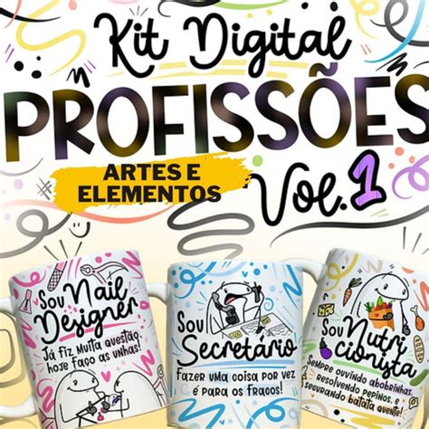 Arte Para Canecas Profissoes Flork Kit Digital Produtos Elo