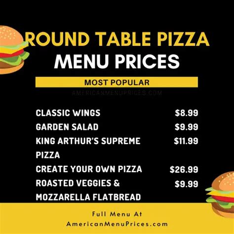 Round Table Pizza Menu And Prices In Usa 2023 American Menu Prices