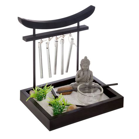 Jardin Zen Japonais Miniature Sable Bouddha Et Carillon X Cm Centrakor