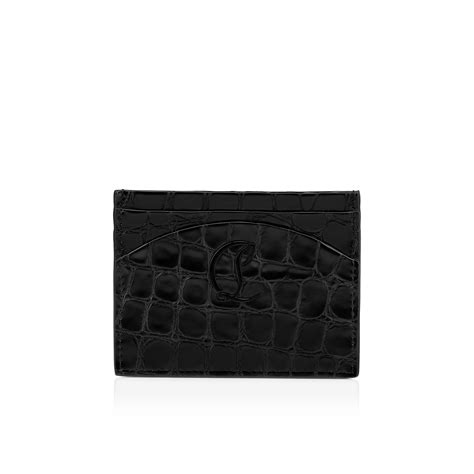 Loubi54 Card Holder Alligator Embossed Calf Leather Black