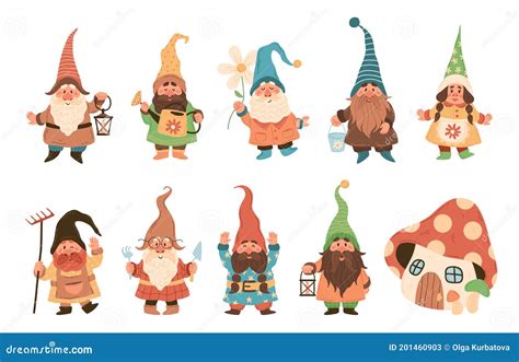 Gnome Characters Cute Gnomes With Beard Funny Garden Decoration