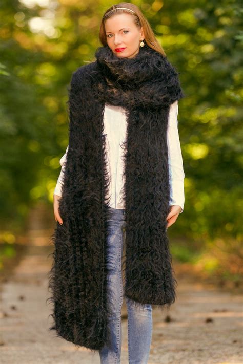 Extra Long Fuzzy Mohair Shawl Supertanya Etsy