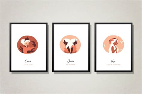 Zodiac Posters Instant Download Set Of 12 Printable Zodiac Poster Printable Zodiac Wall Art Etsy