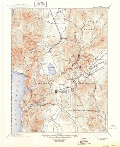 1893 Carson City Nv Nevada Usgs Topographic Map Historic Pictoric