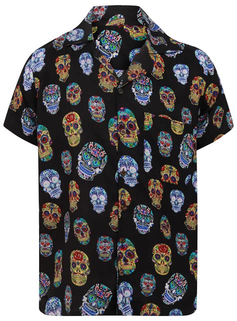 Skull Shirt Hawaiian Halloween Shirt Print Mens Hawaii Holiday Sugar