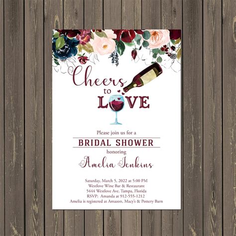 Wine Cheers To Love Bridal Shower Invitations Wine Tasting Bridal Shower Wedding Invitations