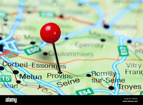 Provins pinned on a map of France Stock Photo - Alamy