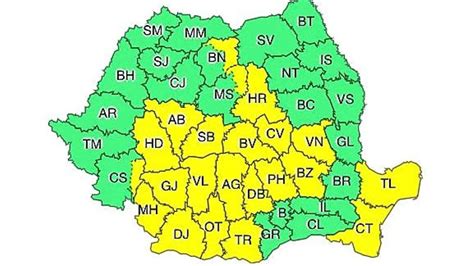 Avertizare meteo Cod Galben valabilă miercuri 9 iunie pentru județul