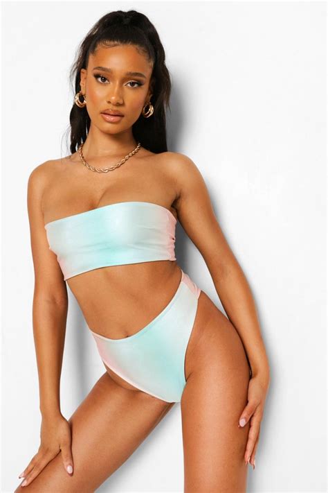 Pastel Ombre Bandeau Bikini Top Boohoo