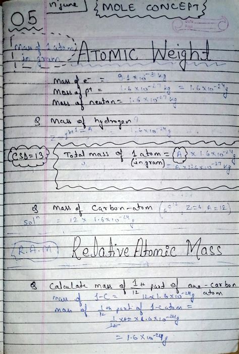 Solution Atomic Mass Molecular Mass Mole Concept Chemistry Notes Jee Mains Advanced Neet