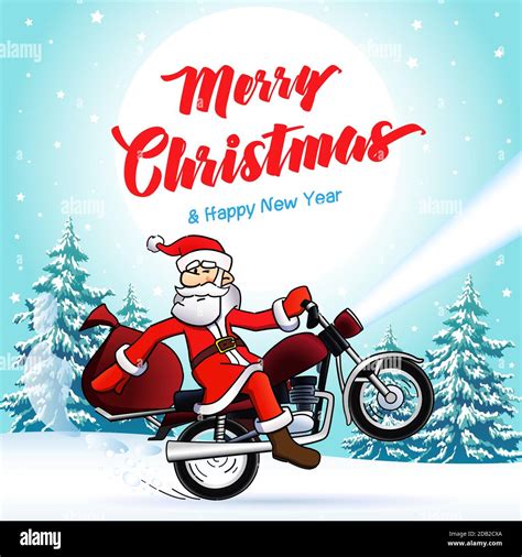 Santa Biker Buon Natale E Felice Capodanno Biglietto D Auguri Merry