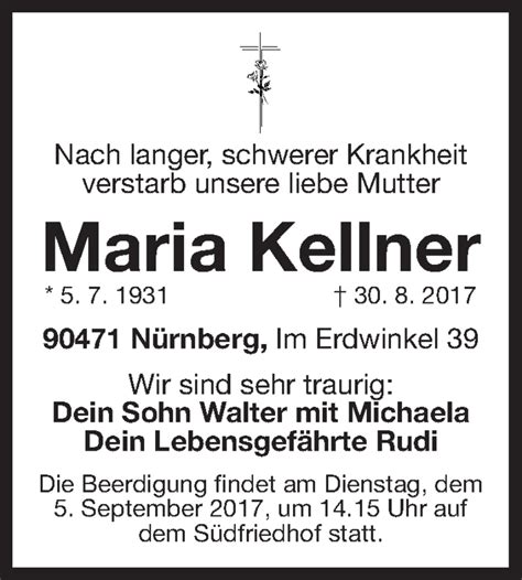 Traueranzeigen Von Maria Kellner Trauer Nn De