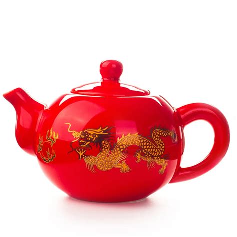 Bule de chá vermelho de cerâmica bule artesanal chinês dragon