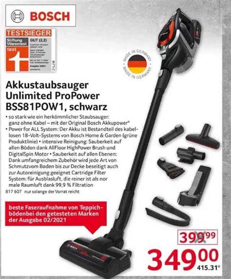 Bosch Akkustaubsauger Unlimited Propower Bss Pow Schwarz Angebot Bei