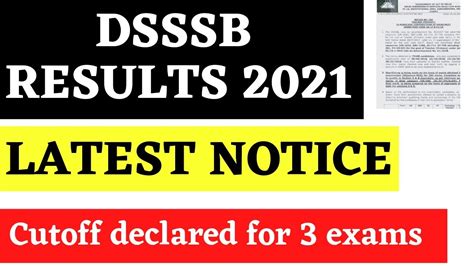 Dsssb Result Notice Cutoff Declaration Of Marks Pgt Results