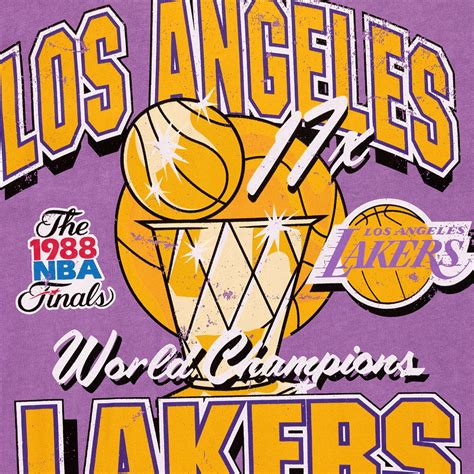 Los Angeles Lakers Champ History Vintage Tee Faded Purple Throwback