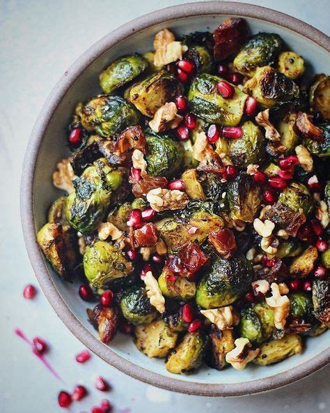 Roasted Brussels Sprouts With Dates Walnuts And Pomegranates By Thejamlab Quick And Easy Recipe