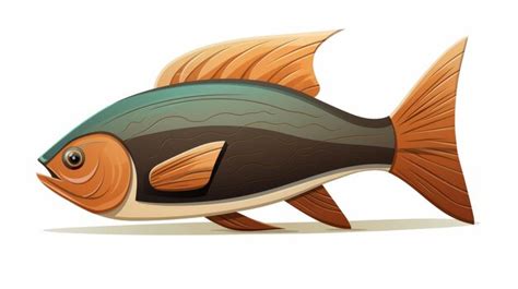 Premium Photo Elegant Carved Wood Fish Illustration On White Background