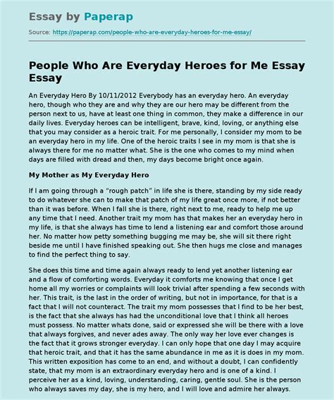 People Who Are Everyday Heroes For Me Creative Essay Example