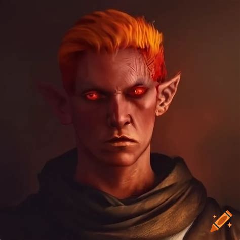 Art Of A Male Fire Genasi Rogue On Craiyon