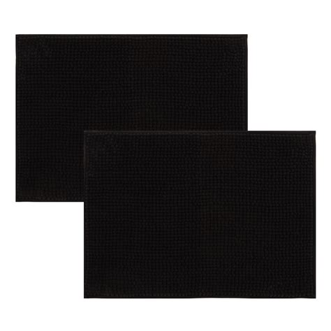 Mainstays Black 2-Piece Chenille Noodle Bath Rug Set 17"x24" - Walmart.com