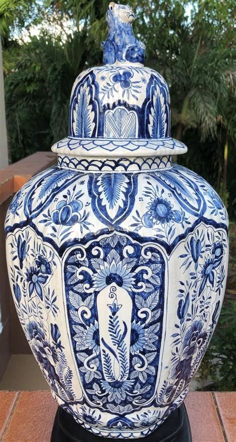 Huge Old Delft Ginger Jar Large Vase Chinois Delfts Blauw Kaou