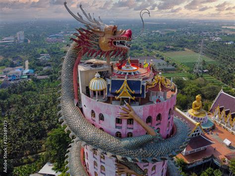 Aerial View Of Wat Samphran Dragon Temple In The Sam Phran District In Nakhon Pathom Province