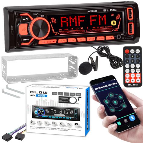 RADIO SAMOCHODOWE 1 DIN BLUETOOTH USB SD RDS KOLORY MIKROFON PILOT