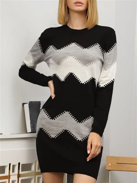 Abito Maglione Con Stampa Chevron