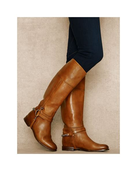 Ralph Lauren Calf Chain Sandra Riding Boot In Brown Lyst