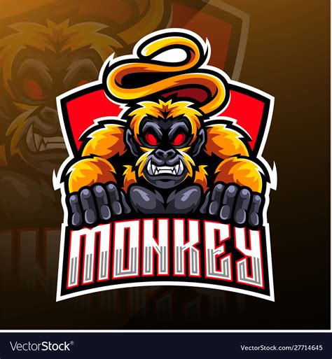 Monkey Esport Mascot Logo Design Royalty Free Vector Image