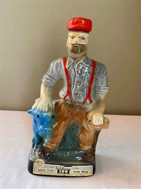 Vintage Paul Bunyan With Babe The Blue Ox Jim Beam Decanter Etsy