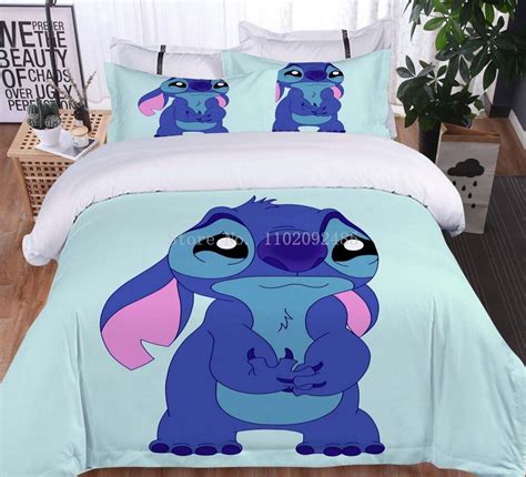 Disney juego de cama de Lilo Stitch funda de edredón de Anime juego