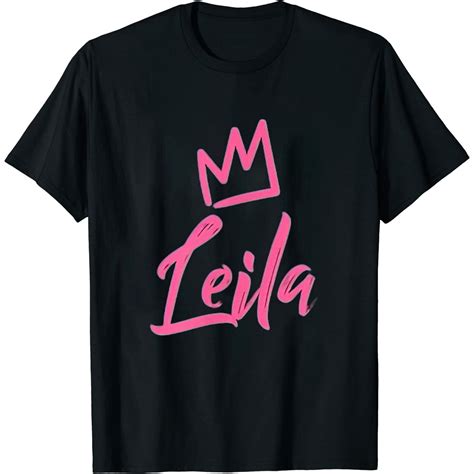 Leila The Queen Pink Crown And Name For Women Called Leila T Shirt Black Medium